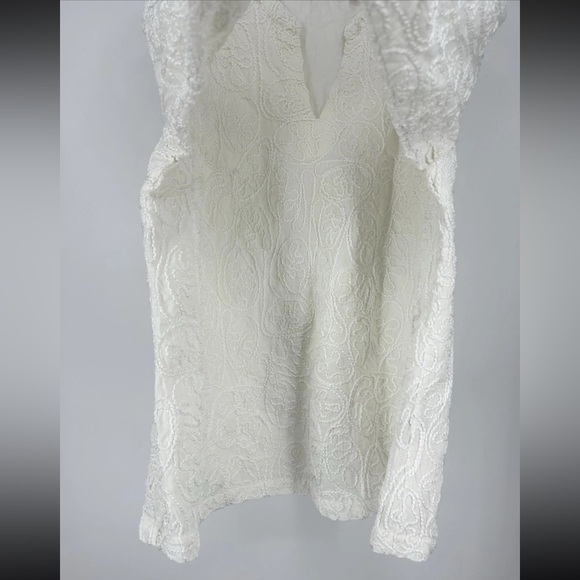 Soft Surroundings Split Neck Top 2X White Embroidered Lined Boho Peasant Career - Picture 11 of 14